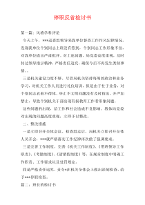停职反省检讨书