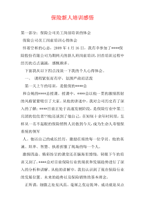 保险新人培训感悟