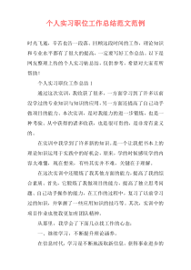 个人实习职位工作总结范文范例