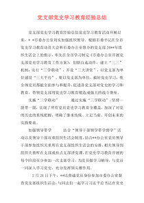 党支部党史学习教育经验总结