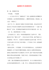 温暖衣冬实践报告