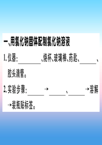 （安徽专版）2018-2019学年九年级化学下册 第九单元 溶液 实验活动5 一定溶质质量分数的氯化