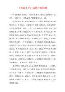 《大国工匠》记录片观后感