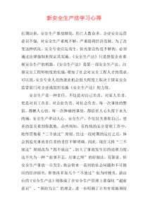 新安全生产法学习心得