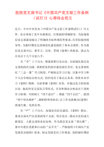 医院党支部书记《中国共产党支部工作条例（试行）》心得体会范文