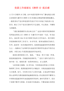 党委工作部部长《榜样3》观后感