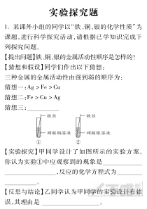 吉林省2019中考化学试题研究题库 实验探究题（pdf）