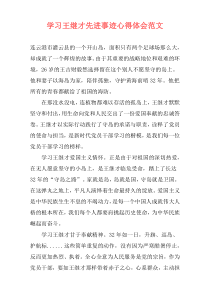 学习王继才先进事迹心得体会范文