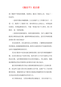 《魏世平》观后感