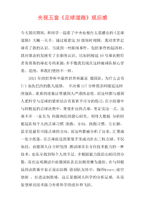 央视五套《足球道路》观后感
