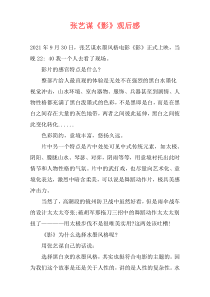 张艺谋《影》观后感