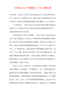 大学生2021年暑假三下乡心得范例