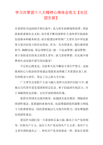 学习共青团十八大精神心得体会范文【社区团支部】