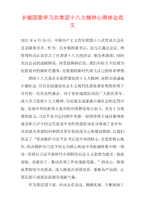 乡镇团委学习共青团十八大精神心得体会范文