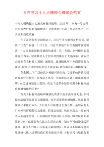 乡村学习十九大精神心得体会范文