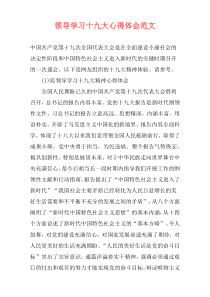 领导学习十九大心得体会范文