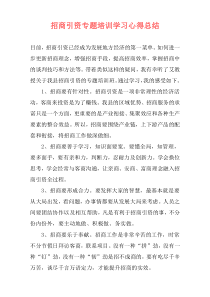招商引资专题培训学习心得总结