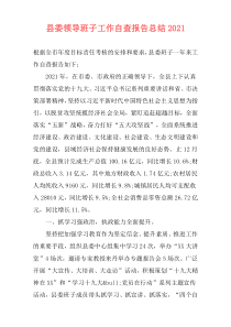 县委领导班子工作自查报告总结2021