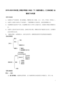 2019-2020学年八年级物理下册 专题七《力和机械》全章复习与巩固知识点总结及习题精练（pdf，