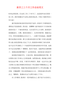 新员工三个月工作总结范文