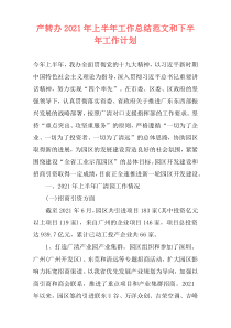 产转办2021年上半年工作总结范文和下半年工作计划