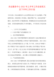 农业服务中心2021年上半年工作总结范文及下半年工作计划