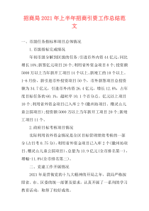 招商局2021年上半年招商引资工作总结范文