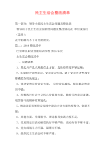 民主生活会整改清单
