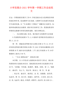 小学发展办2021学年第一学期工作总结范文