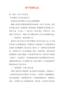 春节保障总结