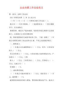 企业决算工作总结范文
