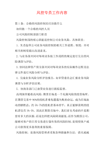 风控专员工作内容