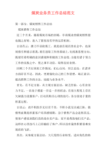 煤炭业务员工作总结范文