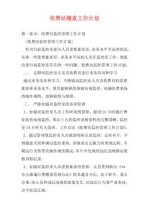 收费站稽查工作计划