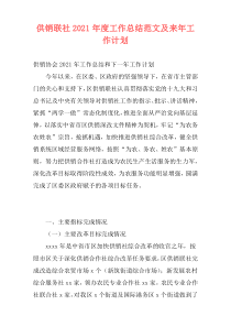 供销联社2021年度工作总结范文及来年工作计划