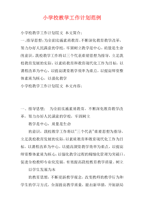小学校教学工作计划范例