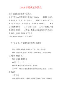 2019年组织工作要点
