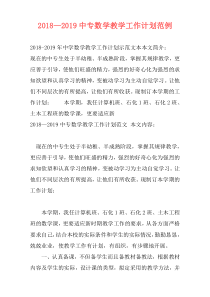 2018—2019中专数学教学工作计划范例