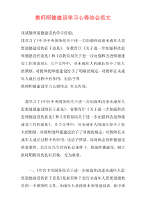 教师师德建设学习心得体会范文