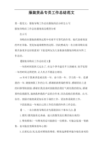 服装货品专员工作总结范文