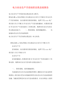 电力安全生产月活动的自我总结报告