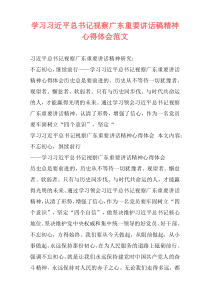学习习近平总书记视察广东重要讲话稿精神心得体会范文