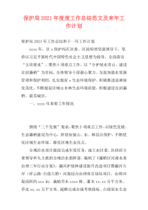 保护局2021年度度工作总结范文及来年工作计划