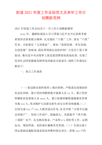 街道2021年度工作总结范文及来年工作计划模板范例