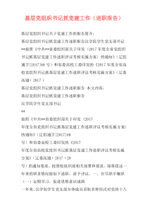 基层党组织书记抓党建工作（述职报告）
