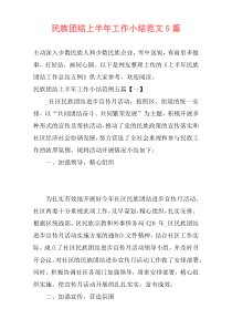 民族团结上半年工作小结范文5篇