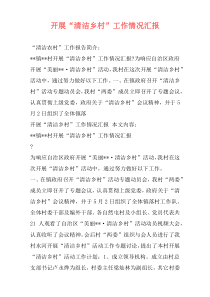 开展“清洁乡村”工作情况汇报