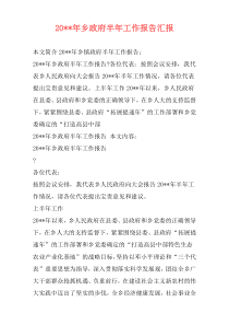 20--年乡政府半年工作报告汇报
