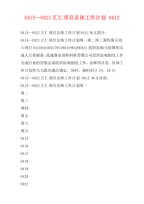 0415—0421汇仁项目总体工作计划 0412