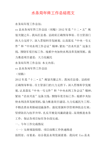 水务局年终工作总结范文